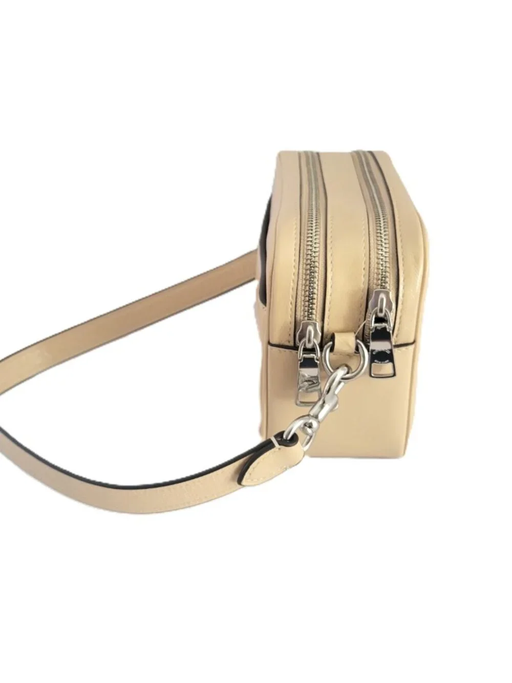 Coach CEK70 Mini Carey Crinkle Leather Crossbody Bag Handbag Ivory